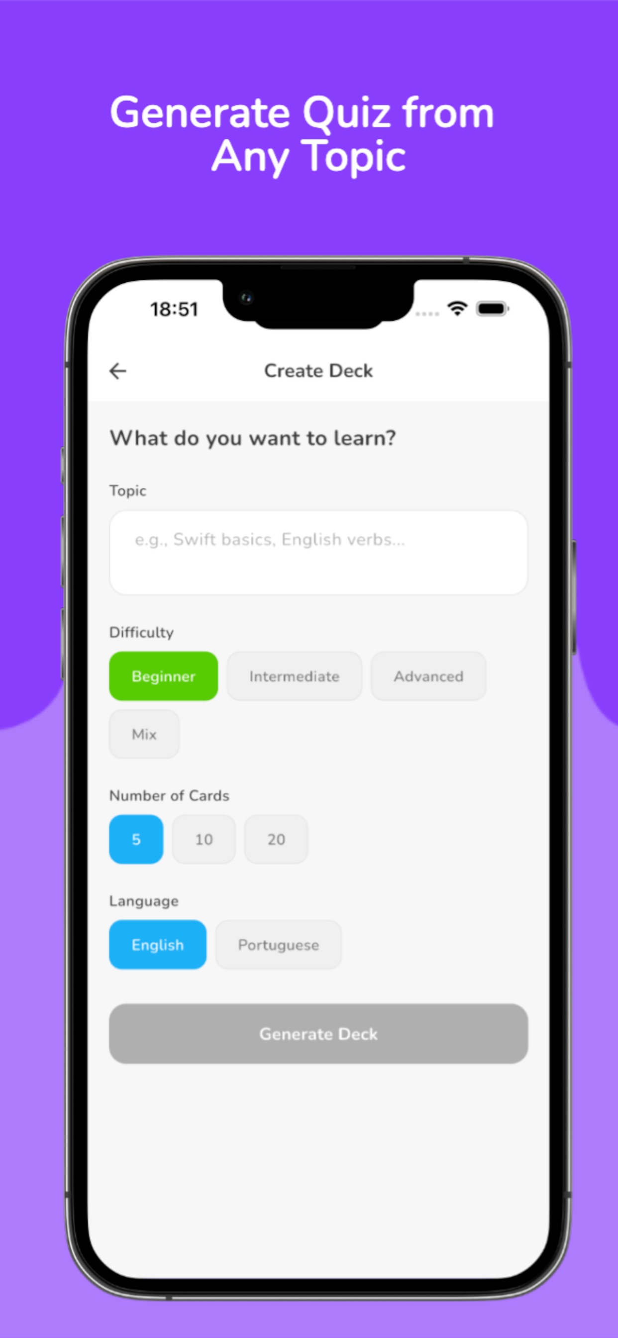 Generate Quiz from Any Topic